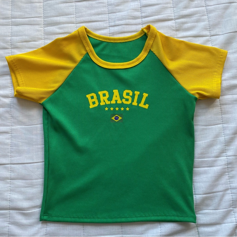 Mariana Green and Yellow Brasil Raglan Tee